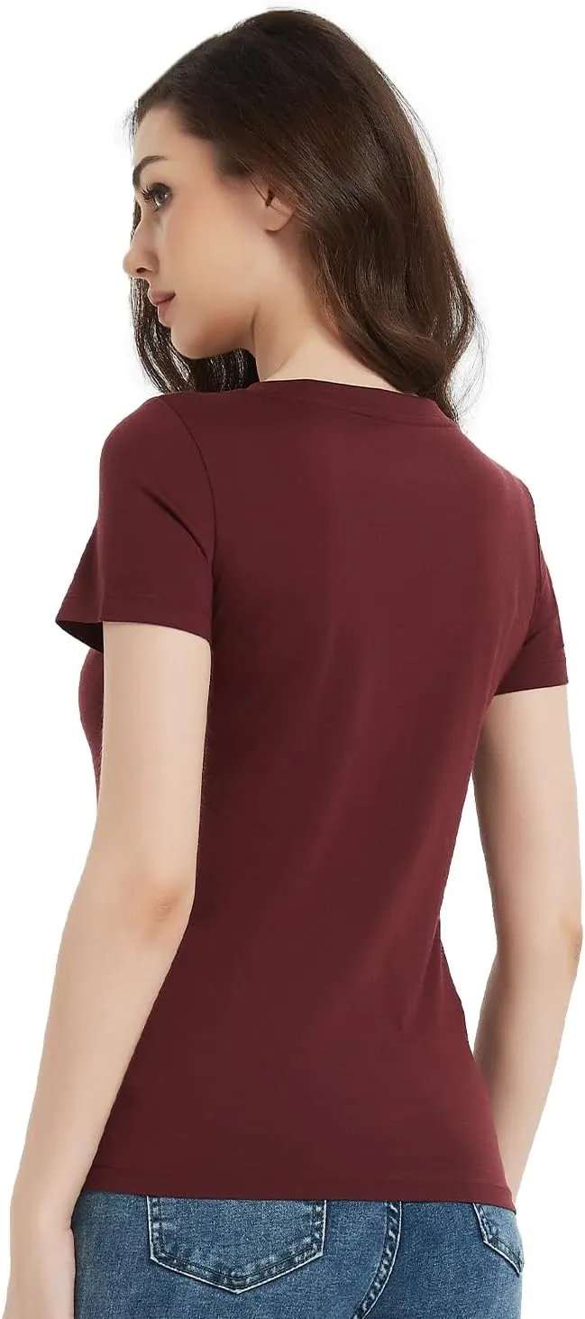 Women's 100% Merino Wool T-Shirt, V Neck Lightweight Moisture-Wicking Athletic Base Layer Tops for Running