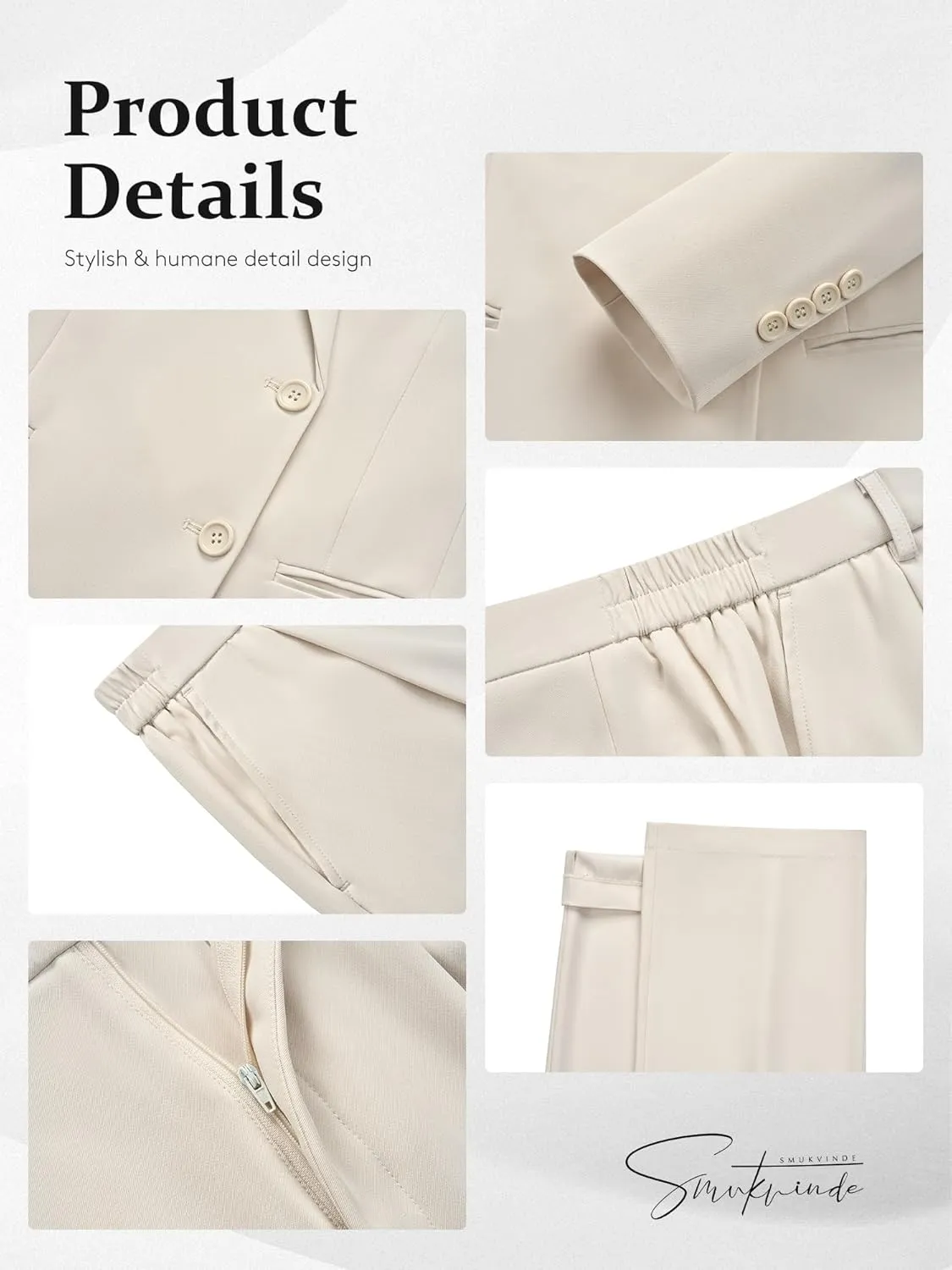 Women's 2 Piece Suit Two Button Business Casual Office Work Outfits Dressy Blazer Wide Leg Pants Set