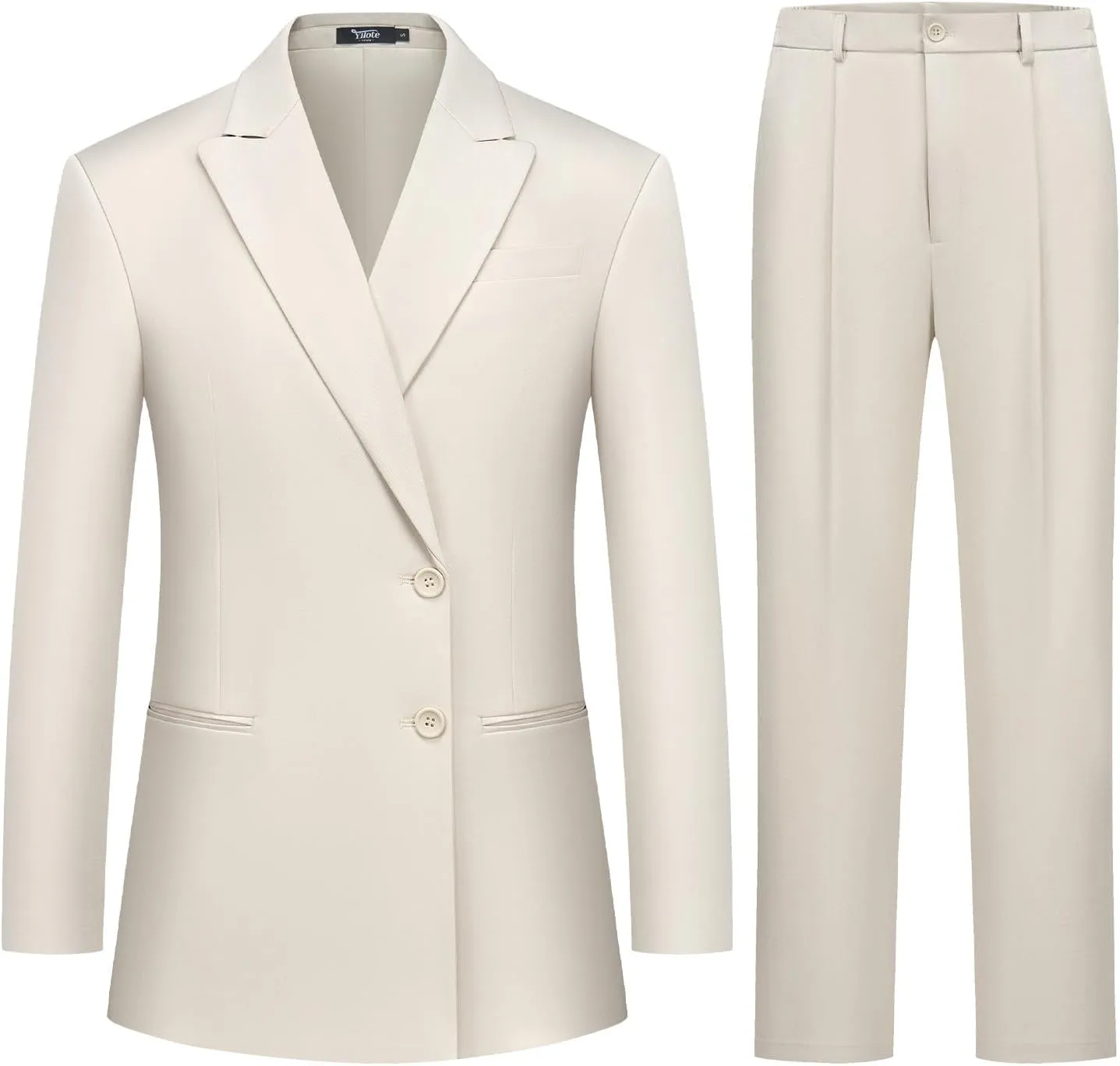Women's 2 Piece Suit Two Button Business Casual Office Work Outfits Dressy Blazer Wide Leg Pants Set