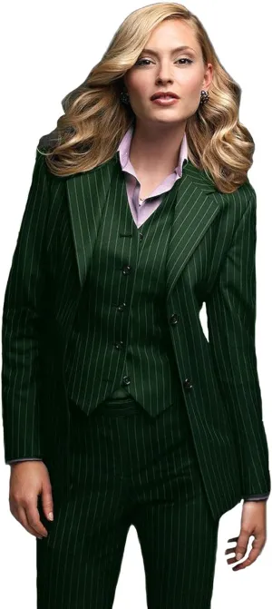 Women's 3-Piece Striped Suit Business Slim Fit Work Wear Office Jacket Lady Blazer   Pants   Vest