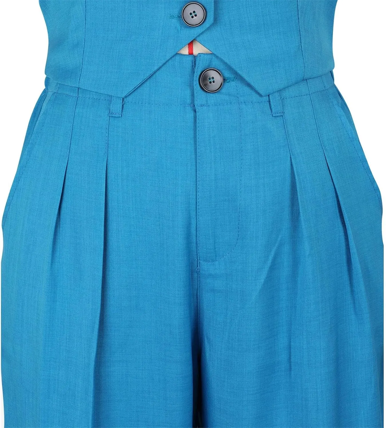 Womens Blazer Sets 2 Piece Outfits Linen Set V Neck Button Suit Vest Tops Wide Leg Pants with Pockets