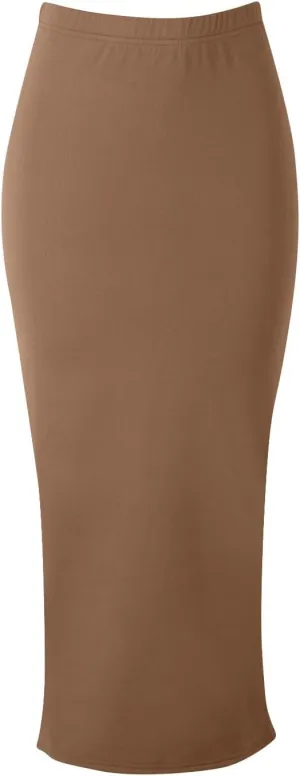 Women's Bodycon Midi Skirt, Elegant High Waisted Slit Back Business Casual Pencil Long Slimming Skirts