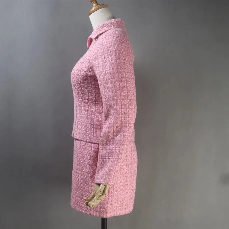 Women's Custom Made Biker Style Tweed Jacket   Skirt / Shorts Suit 6 Colour