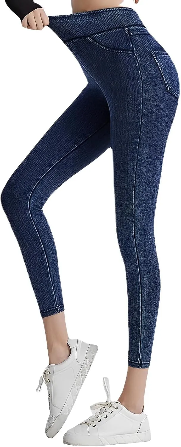 Women's Jean Printed Sweatpants High Waist Yoga Pants Tummy Control Workout Running Yoga Leggings for Women