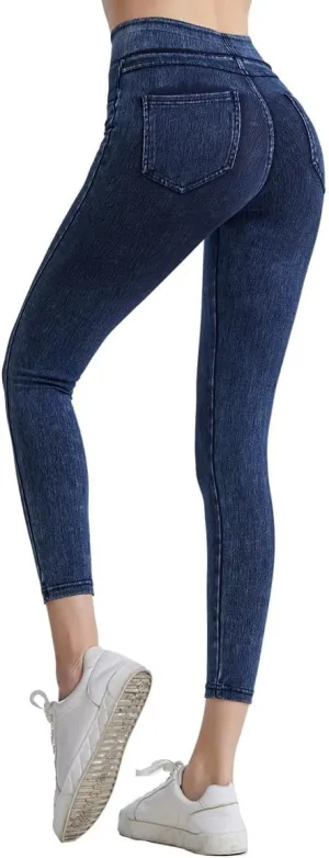 Women's Jean Printed Sweatpants High Waist Yoga Pants Tummy Control Workout Running Yoga Leggings for Women