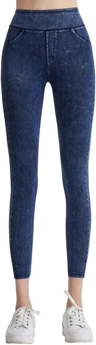Women's Jean Printed Sweatpants High Waist Yoga Pants Tummy Control Workout Running Yoga Leggings for Women