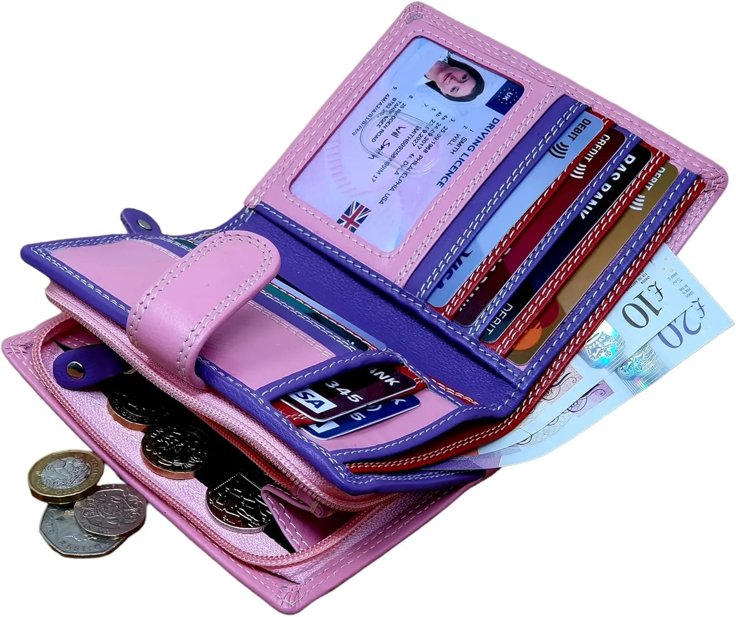 Women's Leather Multi Credit Card Holder Palm Wallet Purse