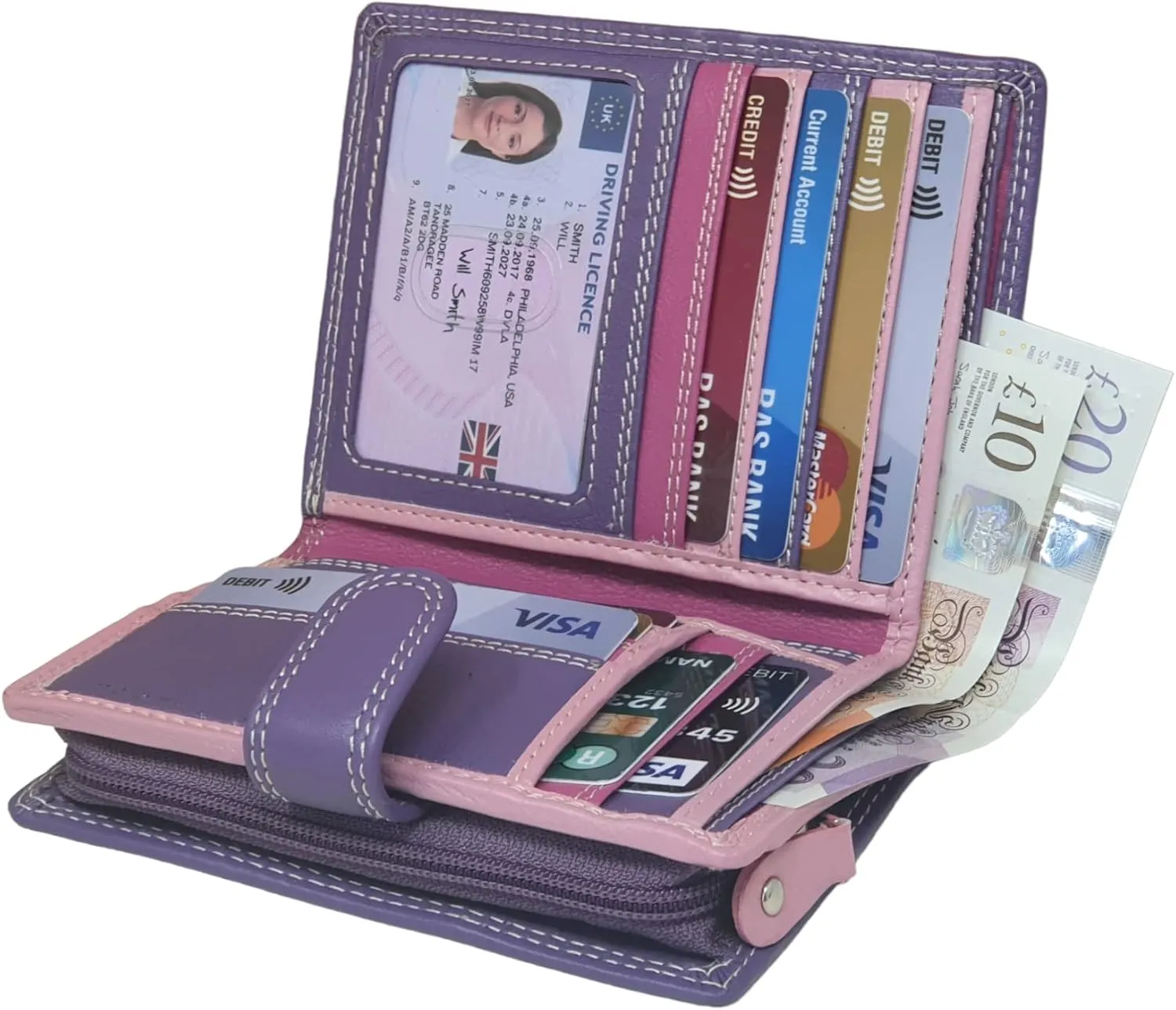 Women's Leather Multi Credit Card Holder Palm Wallet Purse