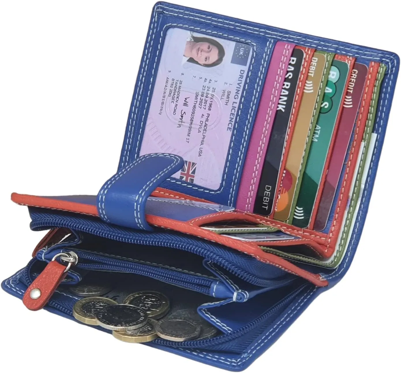 Women's Leather Multi Credit Card Holder Palm Wallet Purse