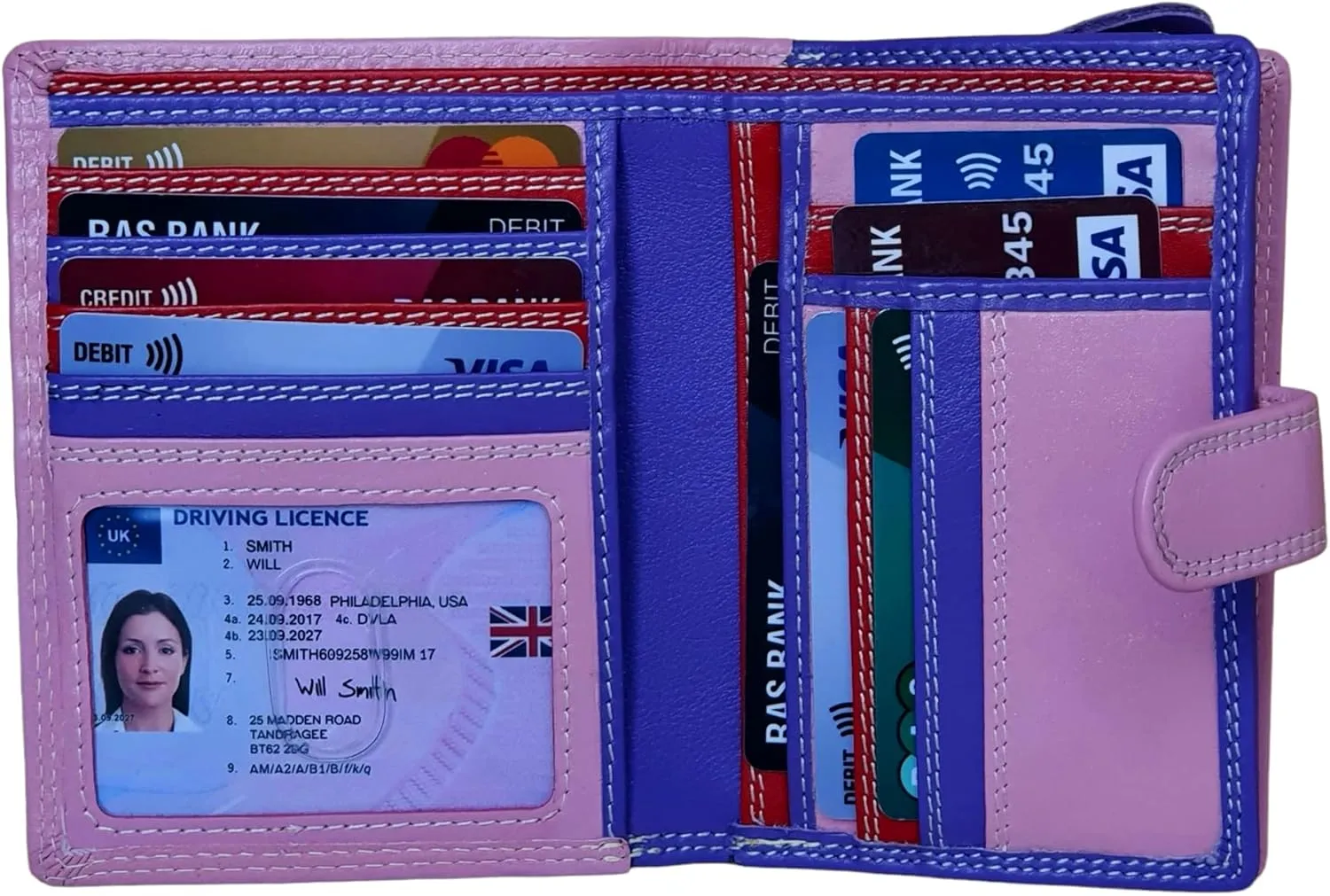 Women's Leather Multi Credit Card Holder Palm Wallet Purse