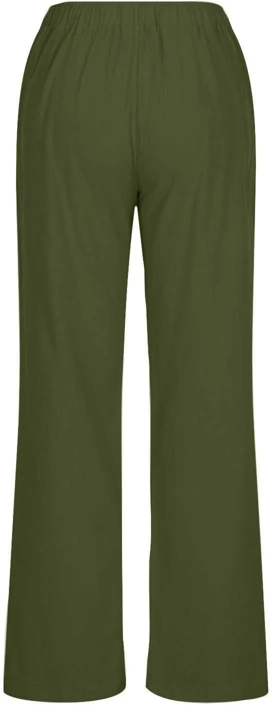 Women's Linen Pants Drawstring High Waist Beach Palazzo Pants Casual Wide Leg Trousers with Pockets Summer Clothes