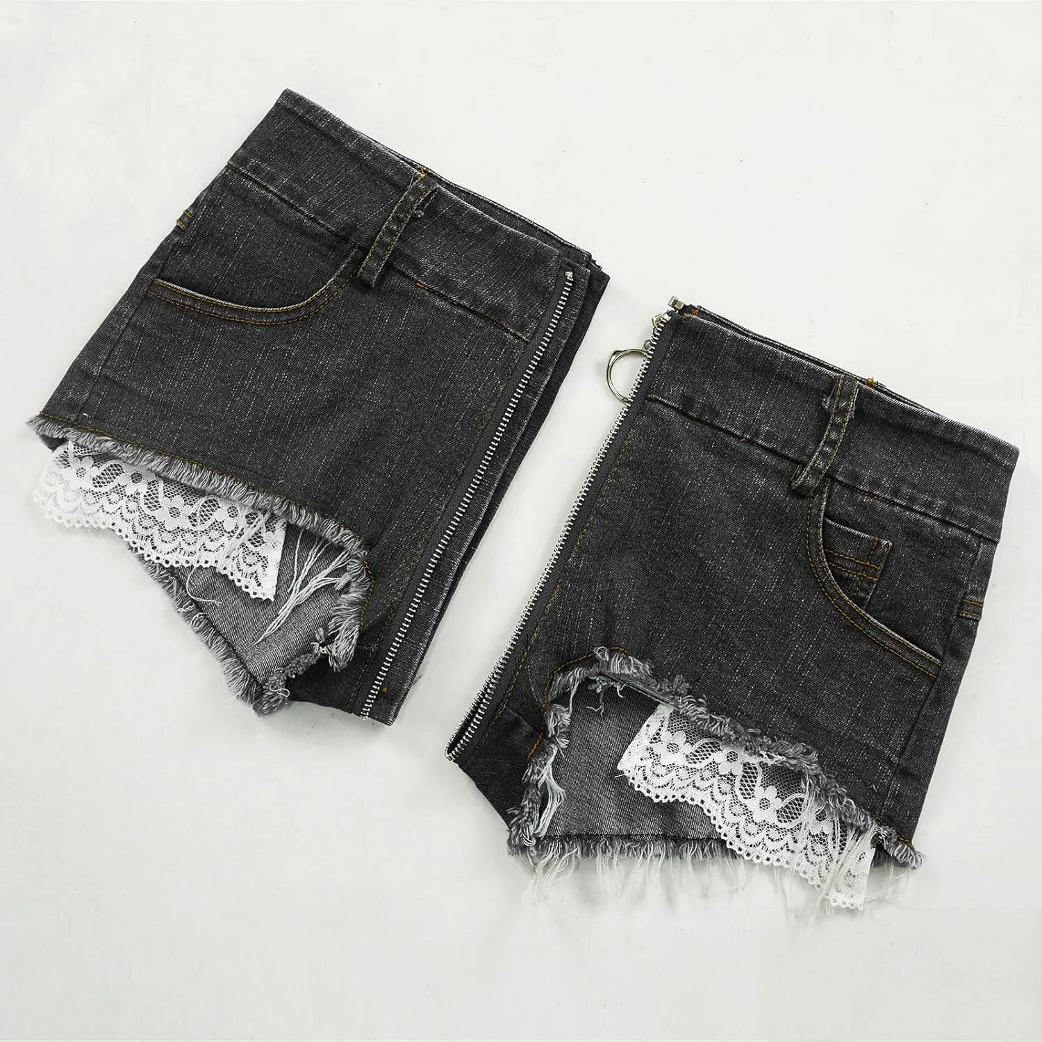 Women's Stretch Mini Denim Shorts Low Waist High Cut Hot Pants Jeans for Nightclubs Bars and Beaches