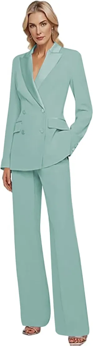 Womens Suit 2 Piece Set Business Two Button Peak Lapel Blazer Jacket with Pants for Office Ladies