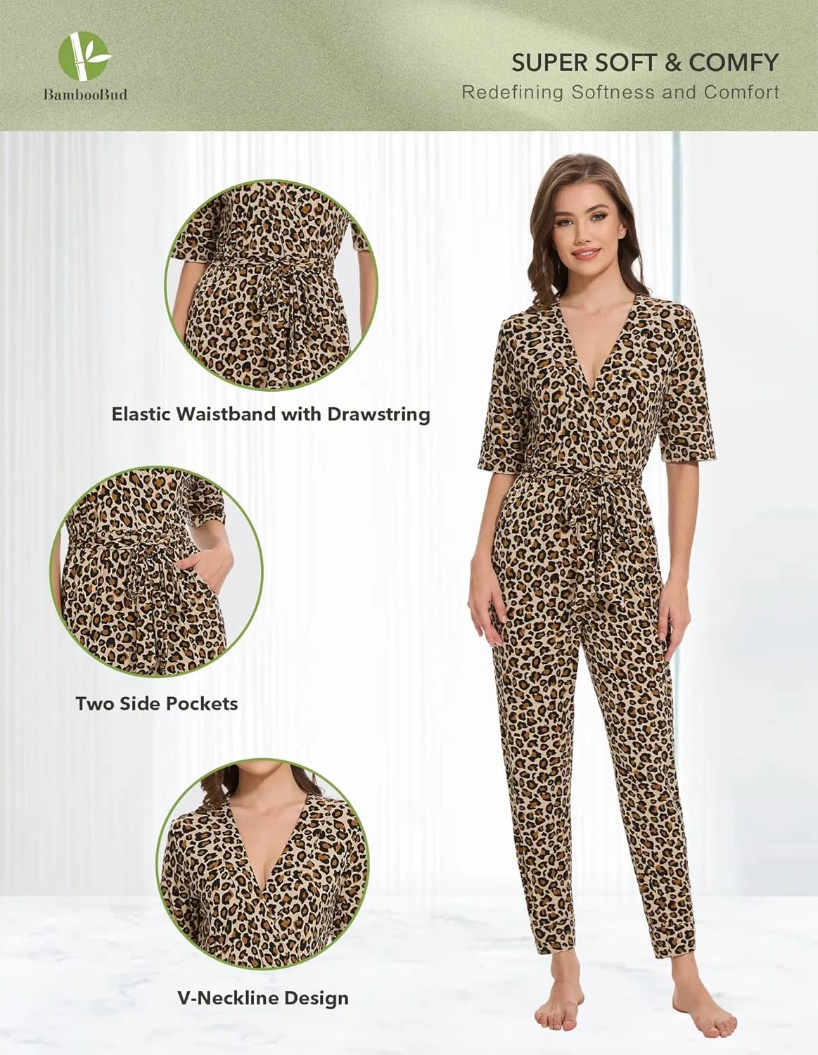 Women's Summer Jumpsuits Short Sleeve Casual 2025 One Piece Outfits Pants Rayon V Neck Belted Rompers S-XXL