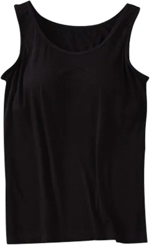 Womens Tank Tops with Built in Bra 2024 Casual Scoop Neck Sleeveless Basic Workout Top Padded Bra Camisole Undershirt