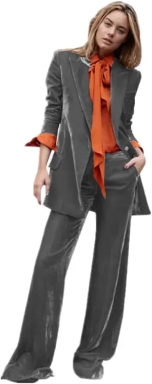 Womens Tuxedo Velvet Blazer Pants Set Dressy for Wedding Guest Buiness Suits for Women Wedding Party Graduation