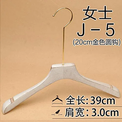 Xyijia Hanger (10Pcs/ Lot Wooden Hanger Old White Washed White Gold Hook Clothing Store Clothes Hanging Wooden Pants Rack
