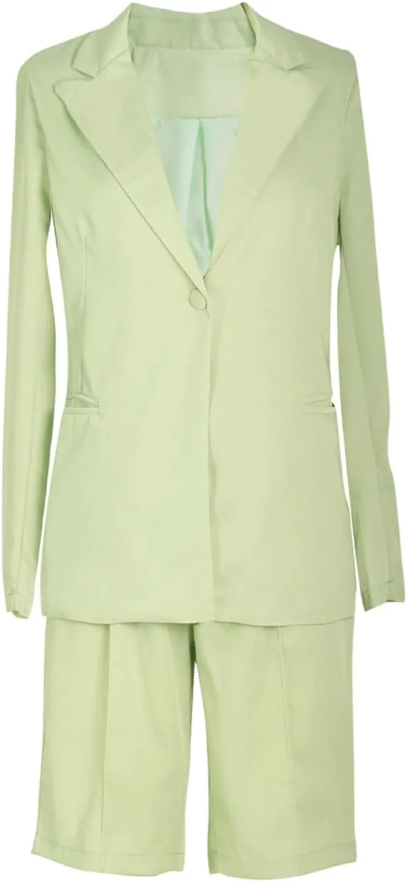 XZLUFNY Women's 2 Piece Full Sleeve Blazer and Short Office Business Work Suit Set