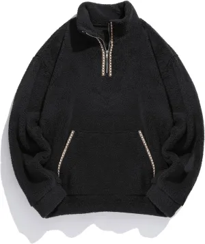 ZAFUL Mens 1/4 Zipper Fleece Sherpa Pullover Sweatshirt Ethnic Aztec Printed Kangaroo Pocket Fall Winter Unisex Hoodie Tops
