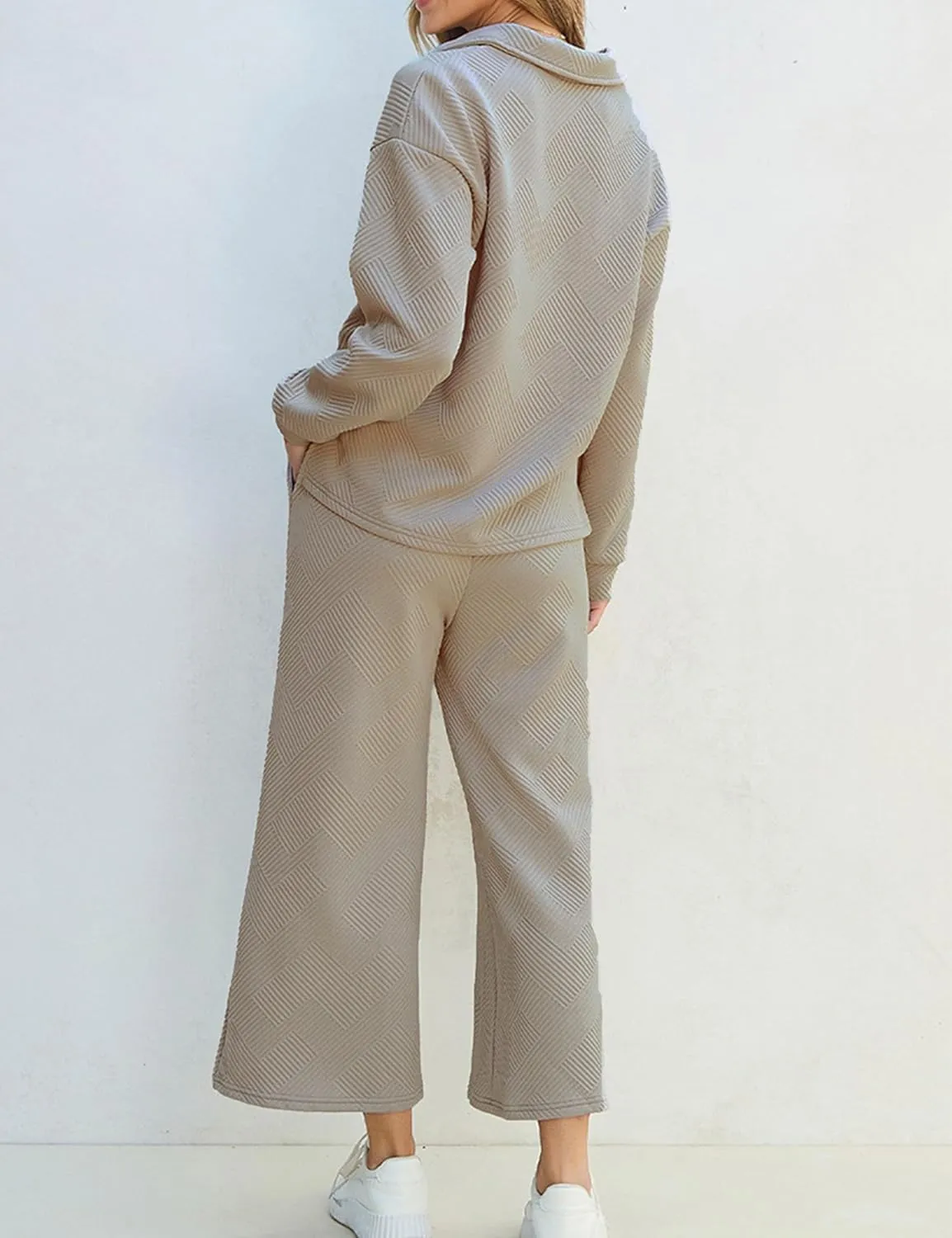 Zontroldy Women's 2 Piece Sets Fall Outfits Pollever Sweatshirt Wide Leg Pants Matching Set Tracksuit